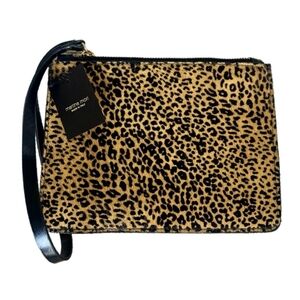 Martina Mori Leopard Print Calf Hair And Lesther Large Wristlet NWT